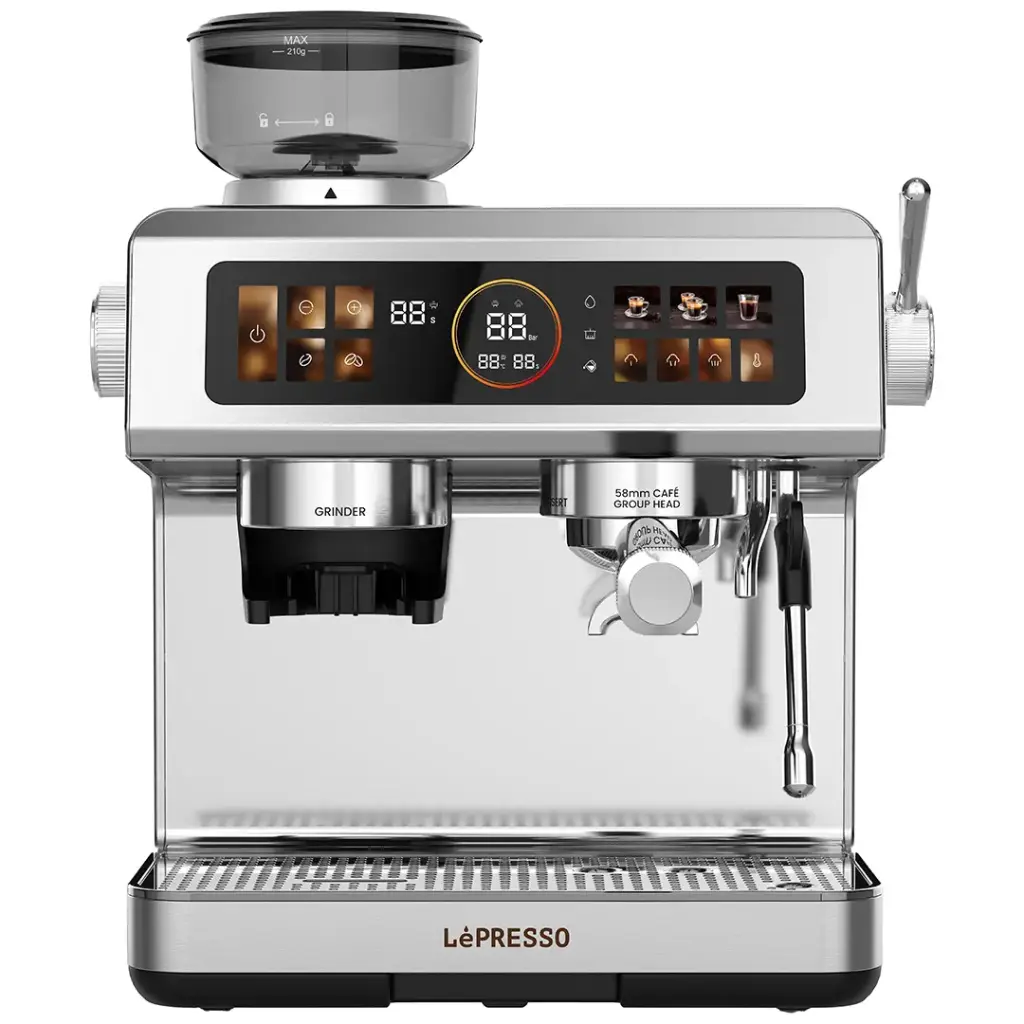 Lepresso Deliziosa Semi-Automatic Coffee Machine with Touch Control Panel - Silver