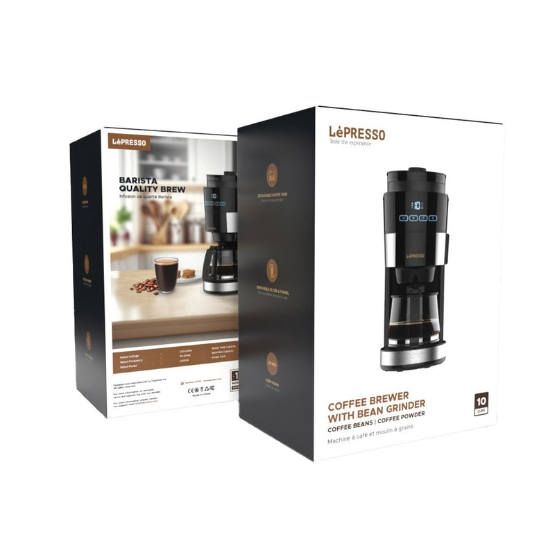 LePresso Coffee Brewer With Bean Grinder 1.25L - Black