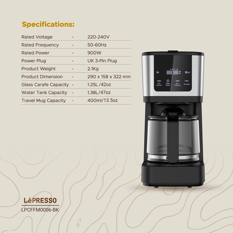 LePresso Rich Brew Coffee Machine Interactive Touch Display - Black