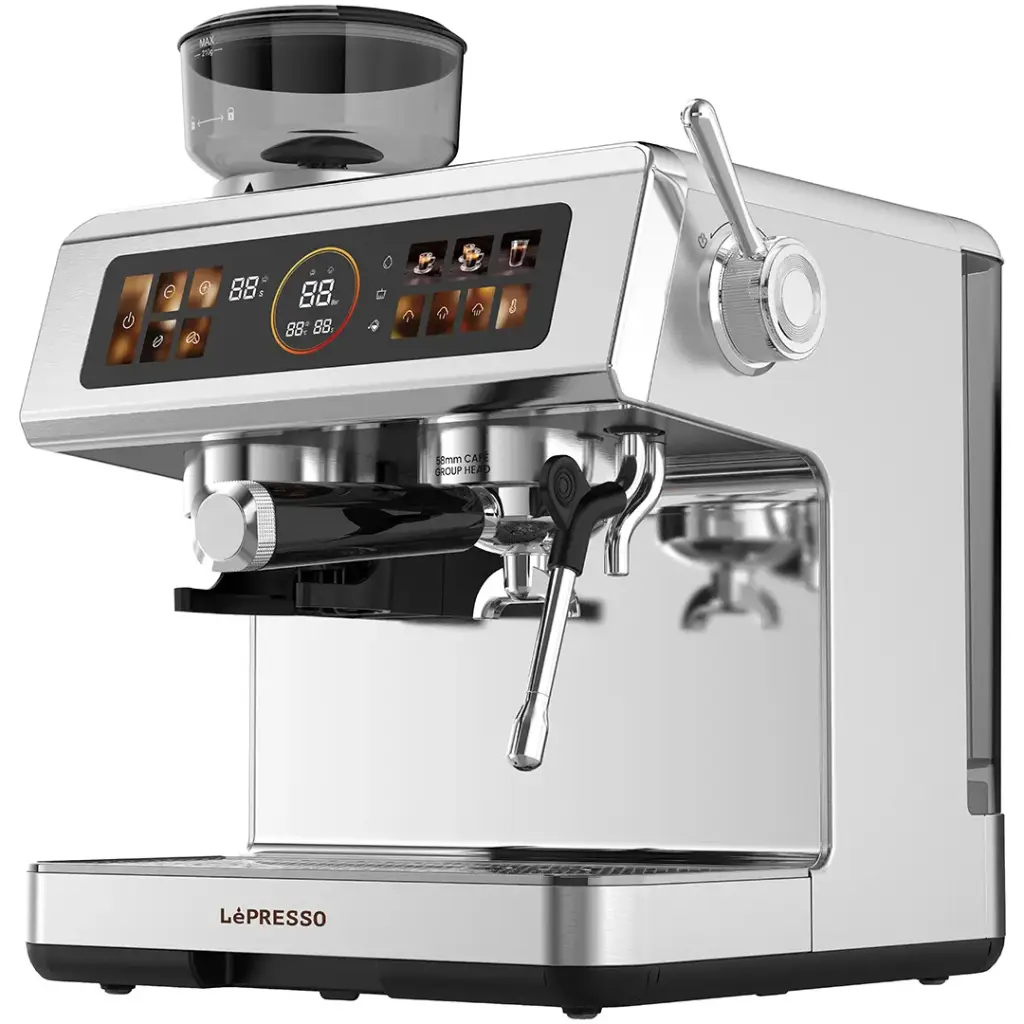 Lepresso Deliziosa Semi-Automatic Coffee Machine with Touch Control Panel - Silver