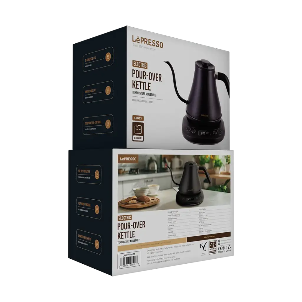 Lepresso 800ml Electric Pour-Over Kettle - Black