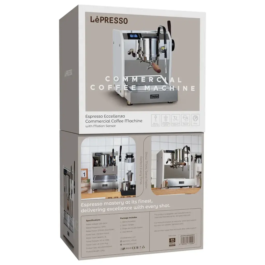 Lepresso Espresso Eccellenza Commercial Coffee Machine with Motion Sensor - White