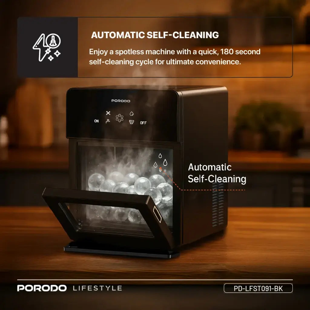 Porodo Lifestyle Sphere Shape Ice Maker Machine - Black