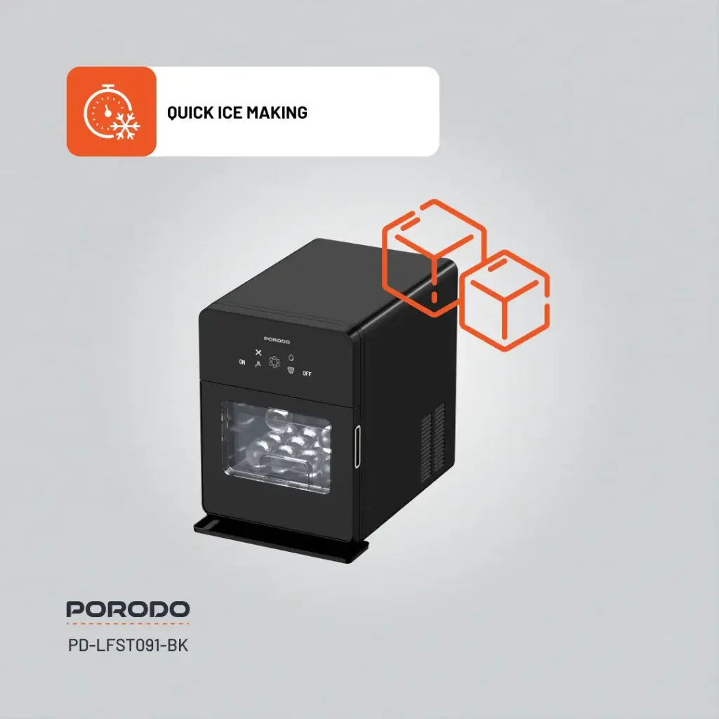 Porodo Lifestyle Sphere Shape Ice Maker Machine - Black
