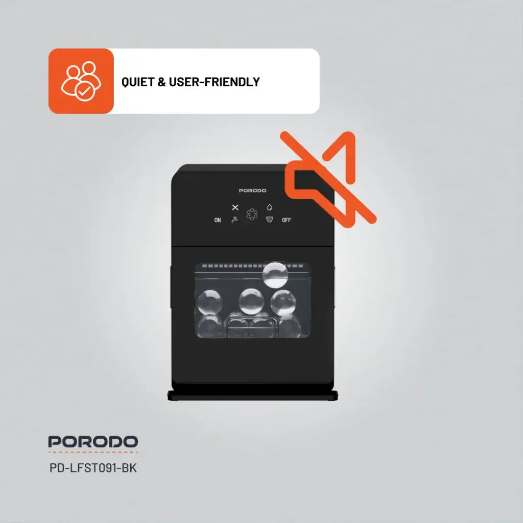 Porodo Lifestyle Sphere Shape Ice Maker Machine - Black