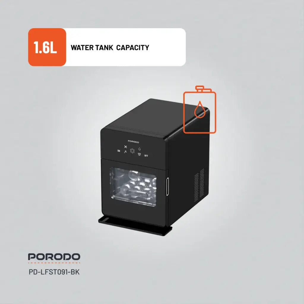Porodo Lifestyle Sphere Shape Ice Maker Machine - Black