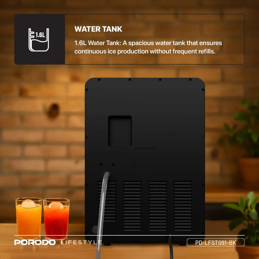 Porodo Lifestyle Sphere Shape Ice Maker Machine - Black