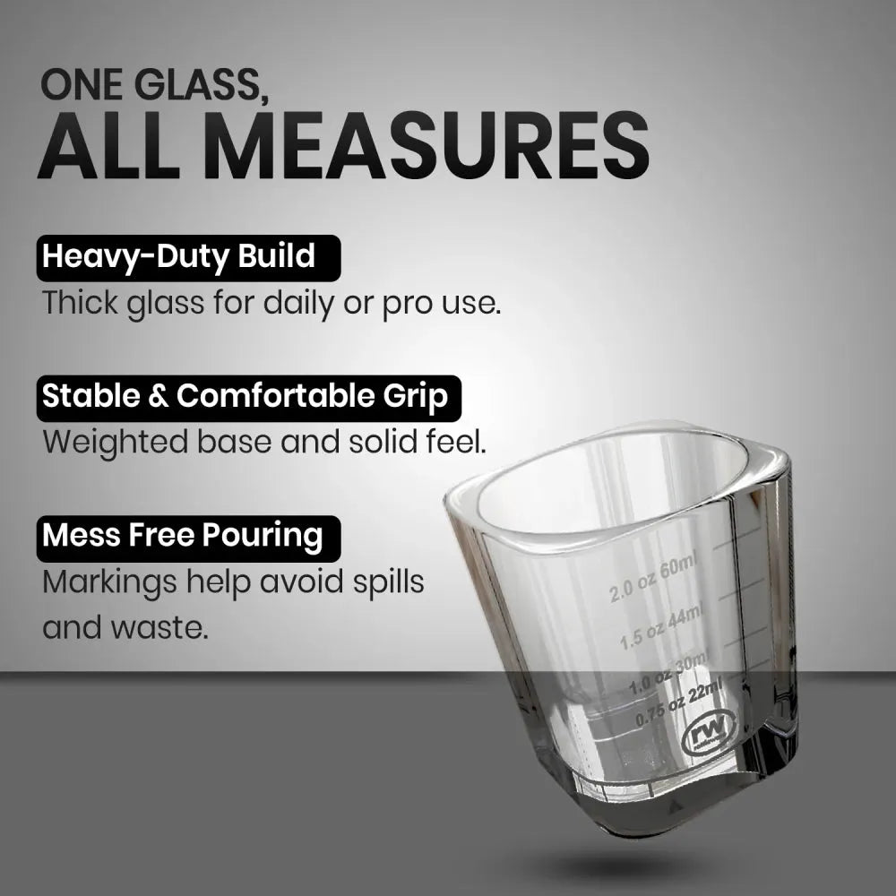 Rattleware Premium 2oz graduated shot glass clear non slip dishwasher safe for espresso and home bar