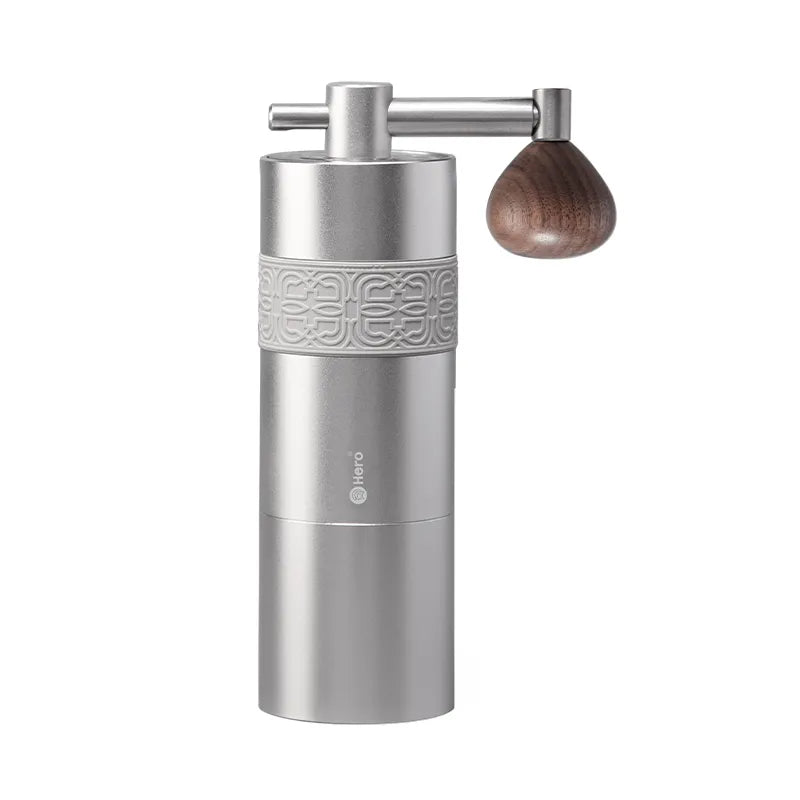 ZeroHero S03 Propeller Hand Coffee Grinder 2.0 Silver 38mm HG6-38 burrs folding handle portable