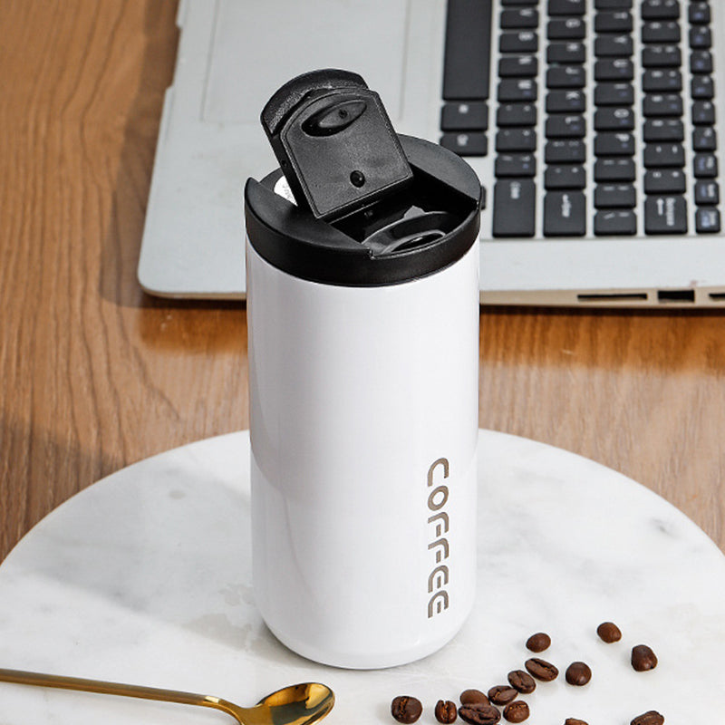 Crop Stainless Steel Vacuum Coffee Mug 400ml White