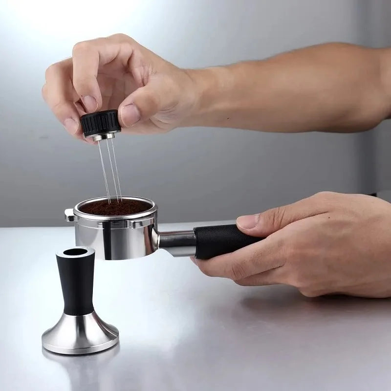 Crop Coffee Tamper 58mm with Coffee Needle Distribution Tool