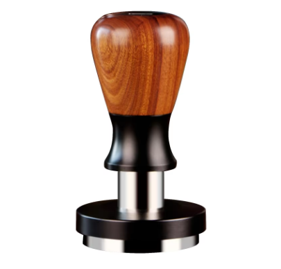 Crop 58mm Rose Wood handle ripple base Calibrated Tamper