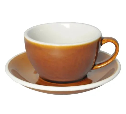 Crop 200ml Ceramic Cup & Saucer – Caramel, porcelain, 200ml capacity