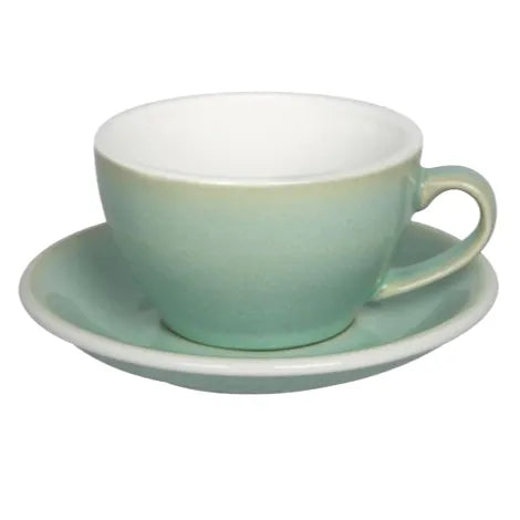 Crop 200ml Espresso Cup & Saucer – Basil Blue, fine porcelain, café-style