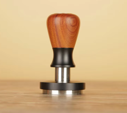 Crop 58mm Rose Wood handle ripple base Calibrated Tamper