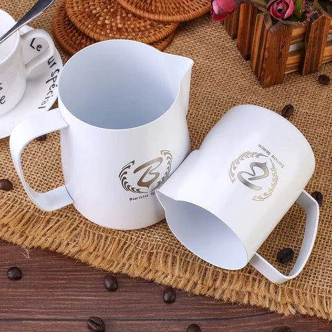Barista Space 350/600ml Teflon White Milk Pitcher Jug