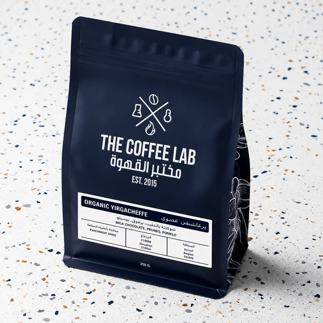 The Coffee Lab Ethiopia Organic Yirgacheffe 250g specialty coffee beans for espresso and filter brewing, freshly roasted in the UAE.