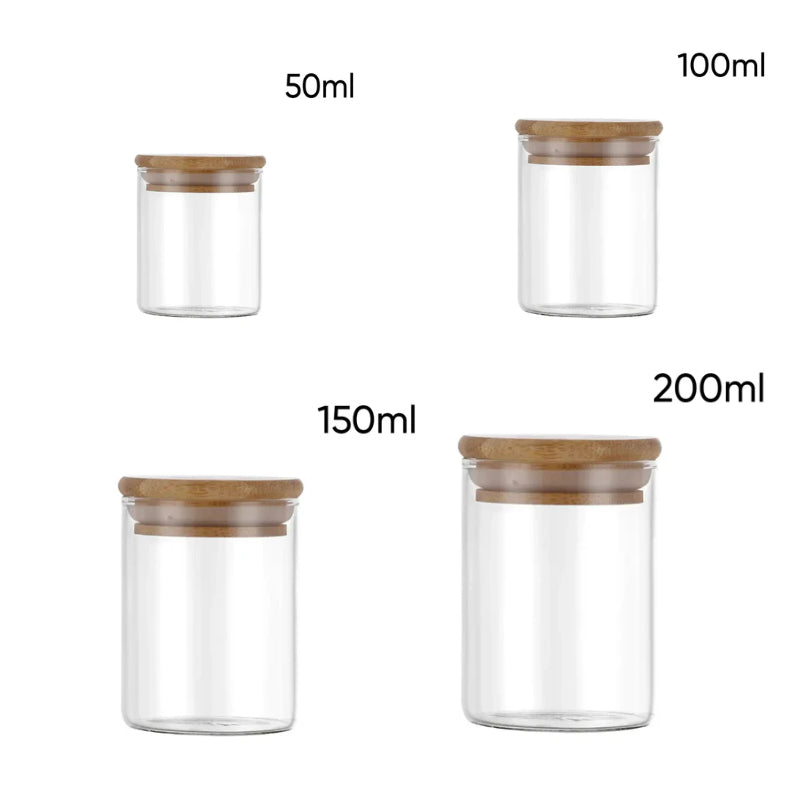Crop Coffee Beans Jar Canister With Airtight Bamboo Lid