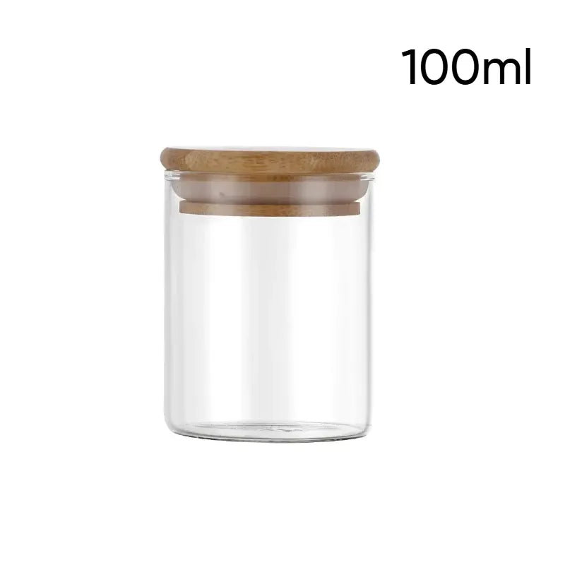 Crop coffee beans jar canister with airtight bamboo lid for specialty coffee storage and organization