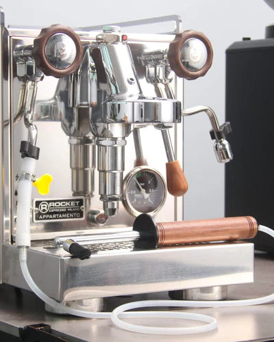 Crop Espresso Machine Cleaning Steam Brush