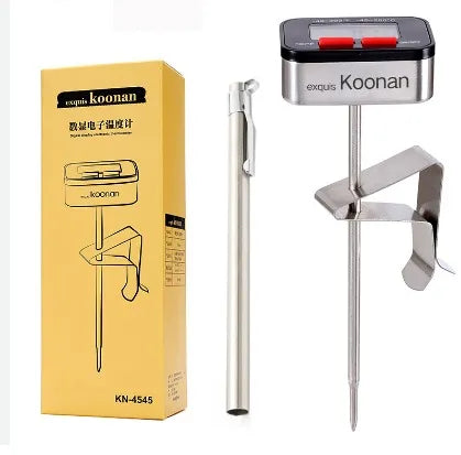 Koonan 15cm black digital thermometer for espresso and milk temperature