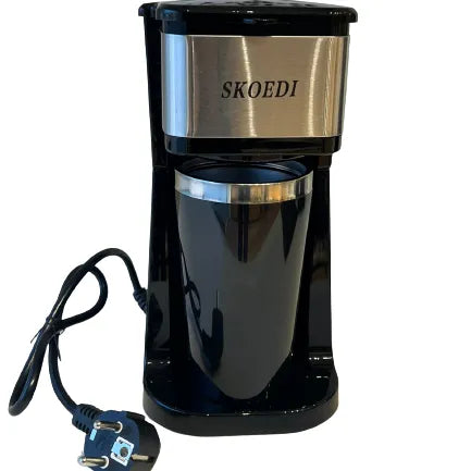 Skoedi single cup coffee maker compact space saving design with reusable filter and travel mug compatibility
