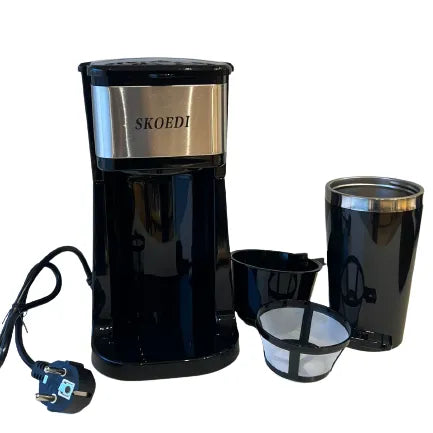 Skoedi single cup coffee maker compact space saving design with reusable filter and travel mug compatibility