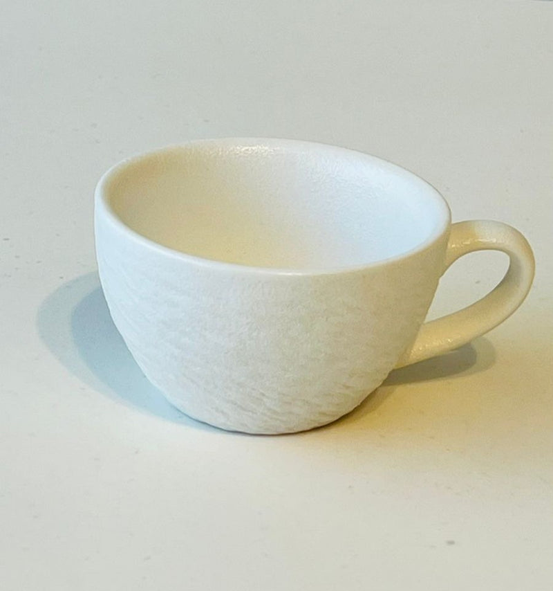 Crop 220ml Different Color Wrinkled design Ceramic Coffee Cup and Saucer for Cappuccino