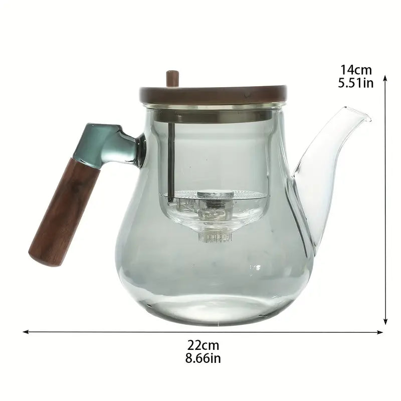 Crop 750ml Magic Glass Tea Pot with Wooden Handle