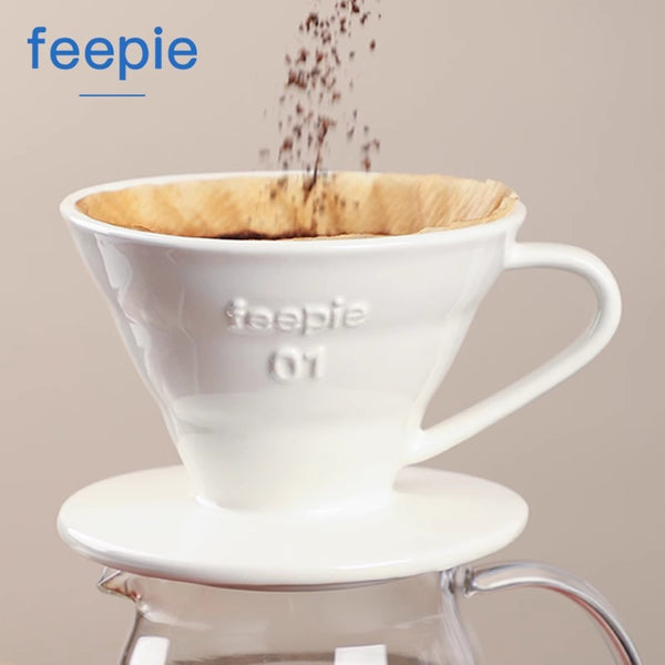 Feepie V60 Ceramic Coffee Dripper White, Model: 01