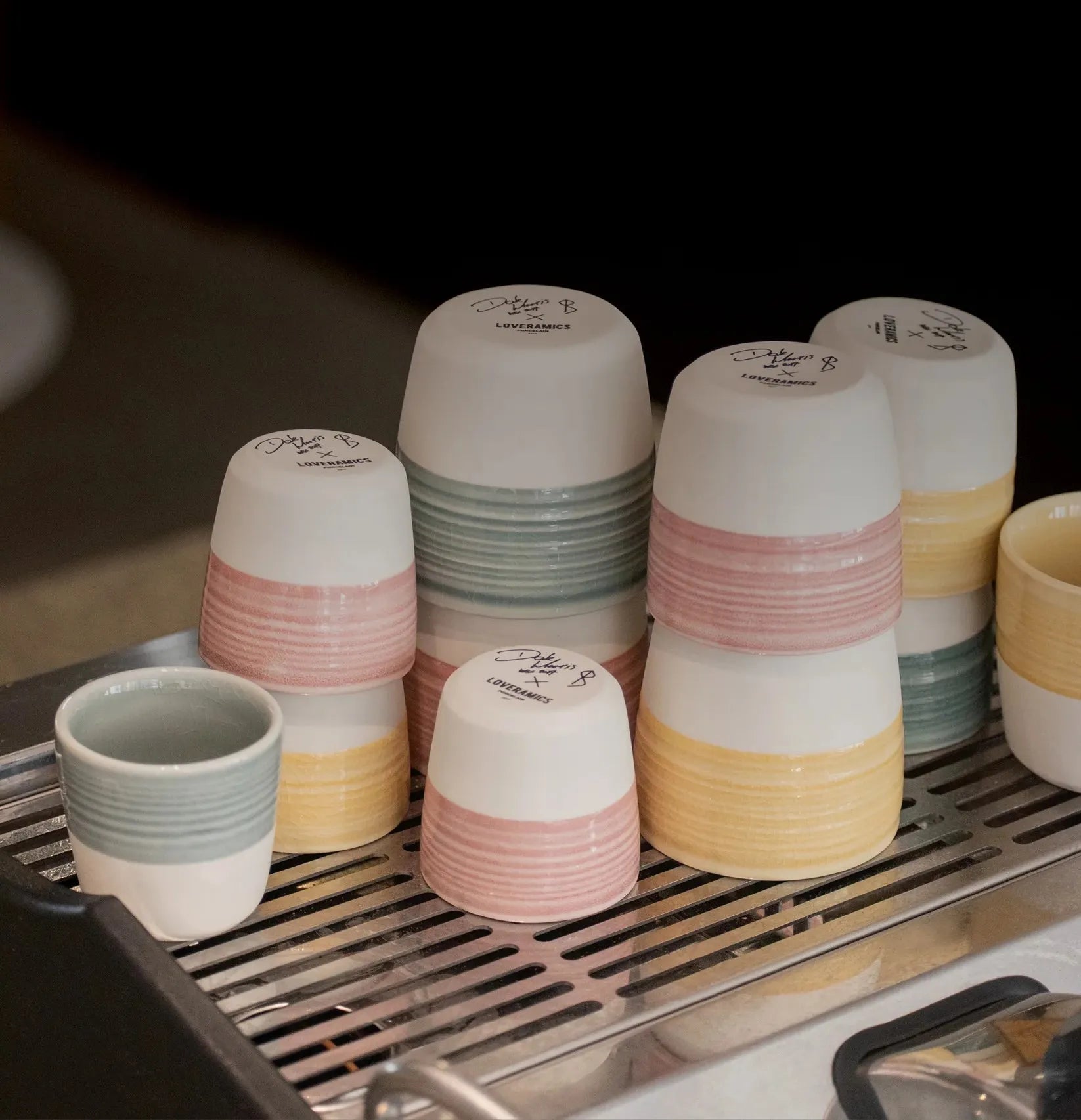 Loveramics Dale Harris 200ml coffee cup in Charcoal and Yellow colour variants