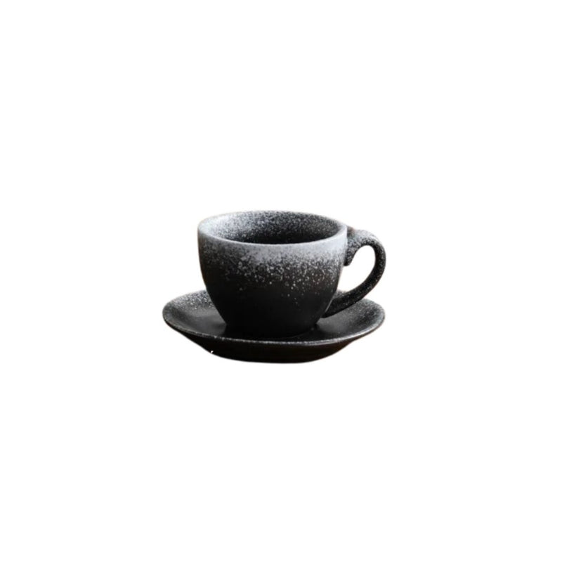 Crop 300-220-75ml- Different Size  Ceramic Coffee Cup and Saucer Dark Black Color