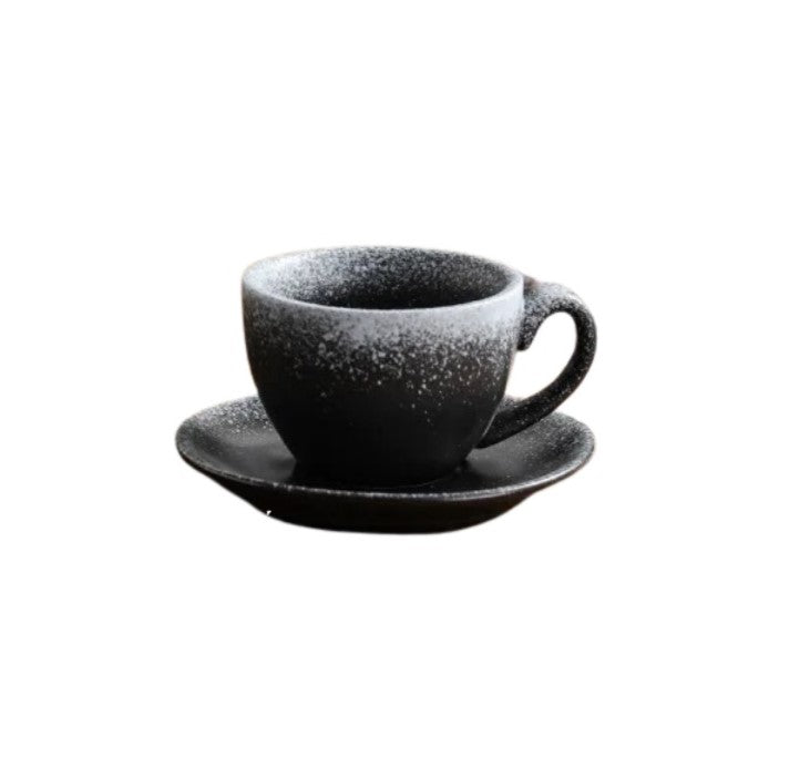 Crop 300-220-75ml- Different Size  Ceramic Coffee Cup and Saucer Dark Black Color