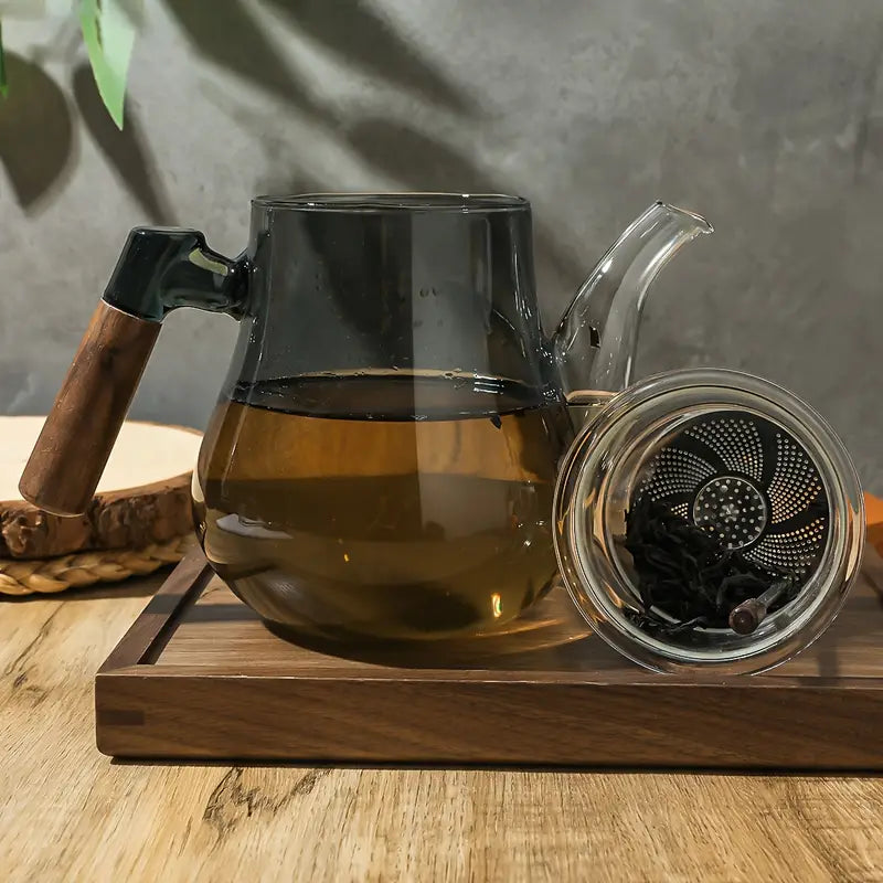 Crop 750ml Magic Glass Tea Pot with Wooden Handle