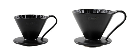 Cafec 01/02 Arita Ware Flower Dripper Matte Black ceramic pour over coffee dripper with flower shaped design