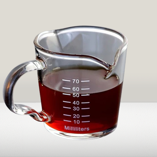 Crop 70ml Heat Resistant Double Spout Coffee Measuring Glass Cup