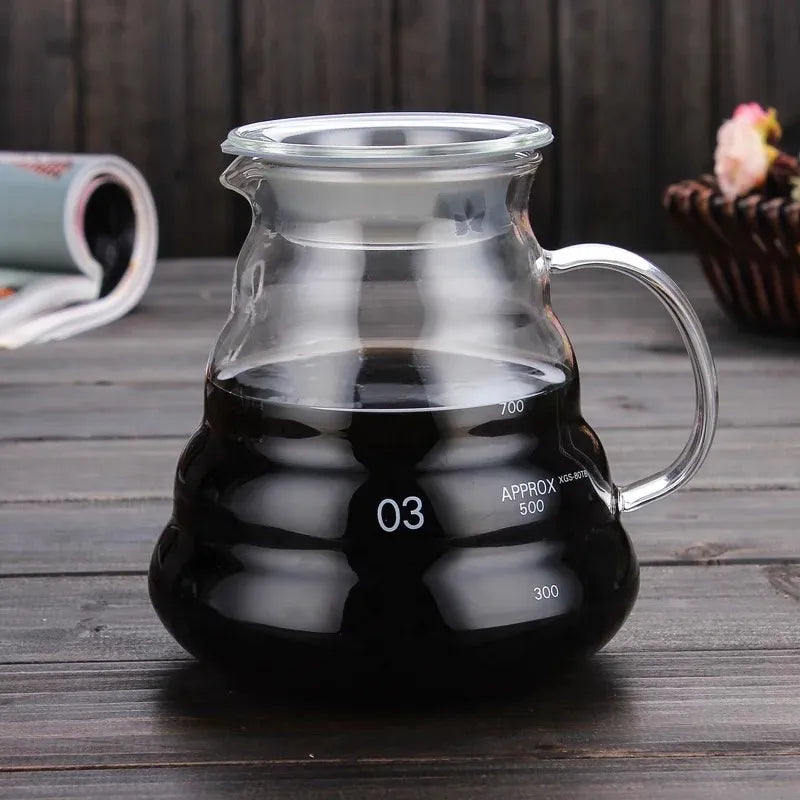 Crop 800ml Glass Coffee Server Pot Model 03 – transparent, heat-resistant glass, V60 range server