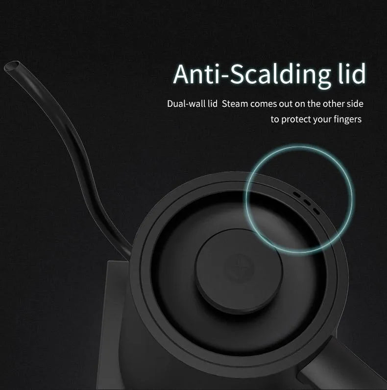 Timemore 600ml Black Fish Smart electric pour over kettle with thin spout STRIX temperature control hidden LED screen