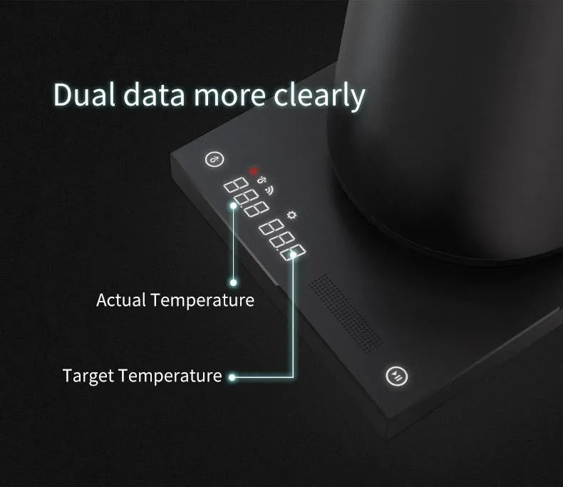 Timemore 600ml Black Fish Smart electric pour over kettle with thin spout STRIX temperature control hidden LED screen