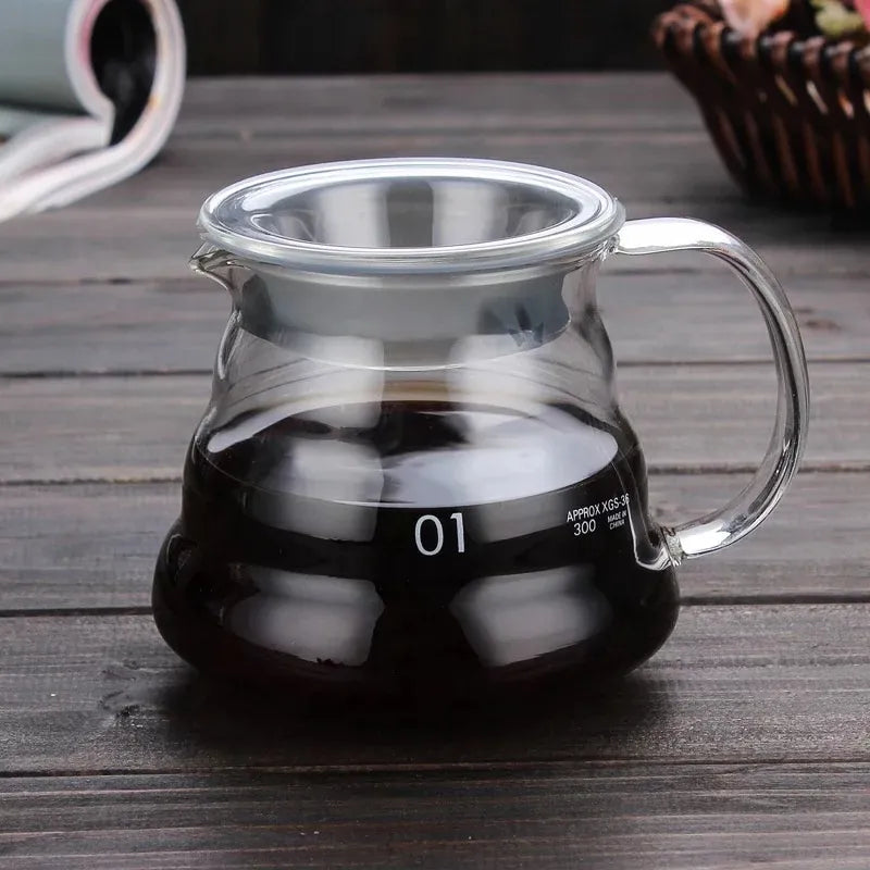 Crop Glass Coffee Server Pot 360ml – rubber seal, dishwasher safe, pour-over companion
