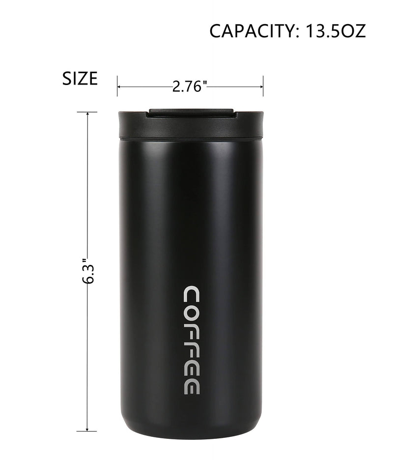 Crop Stainless Steel Vacuum Coffee Mug 400ml Black