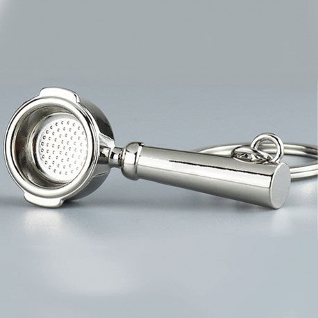 Crop Coffee Keychain, Naked Portafilter Shape - Silver