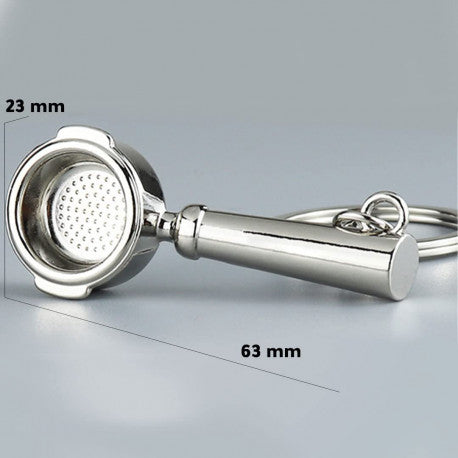 Crop Coffee Keychain, Naked Portafilter Shape - Silver