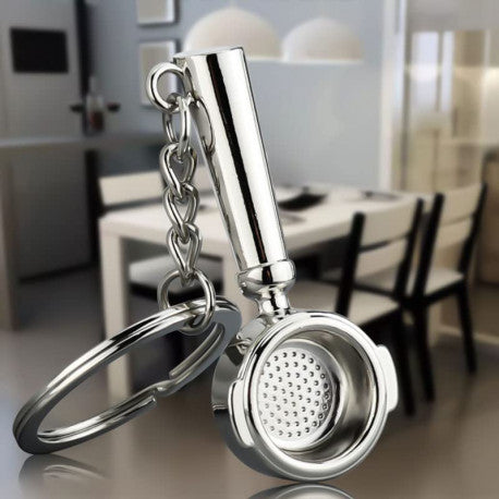 Crop Coffee Keychain, Naked Portafilter Shape - Silver