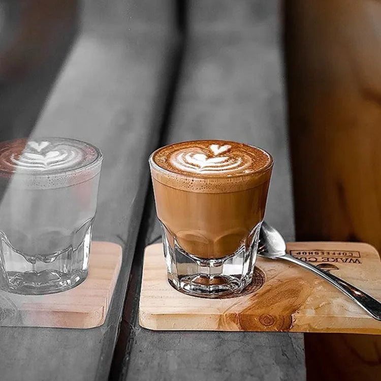 Crop 133ml Cortado Glass Cup side view – white, elegant presentation, Crop Cafe