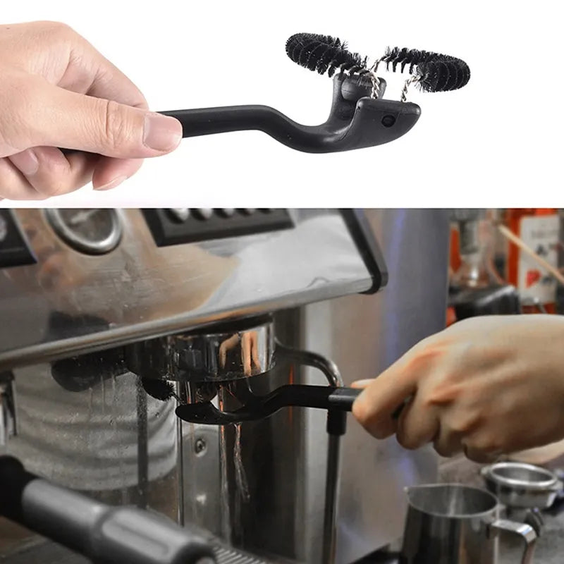 Cafemasy 58-53-51mm coffee machine clean brush with long handle and nylon bristles for espresso maintenance