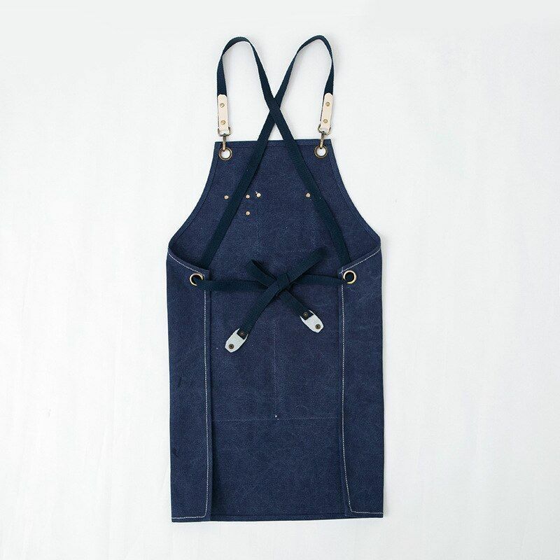 Crop Barista Apron Dark Blue