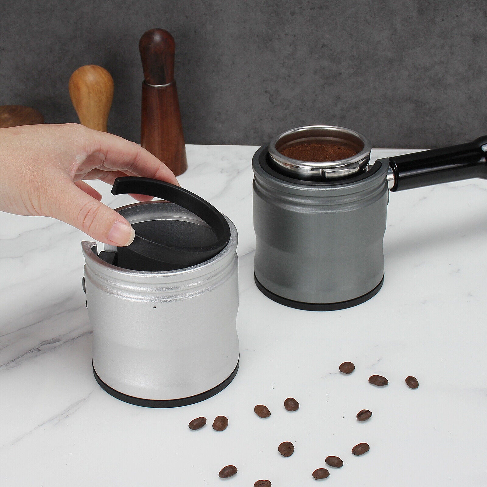 Crop Aluminum Coffee Portafilter Holder Silver