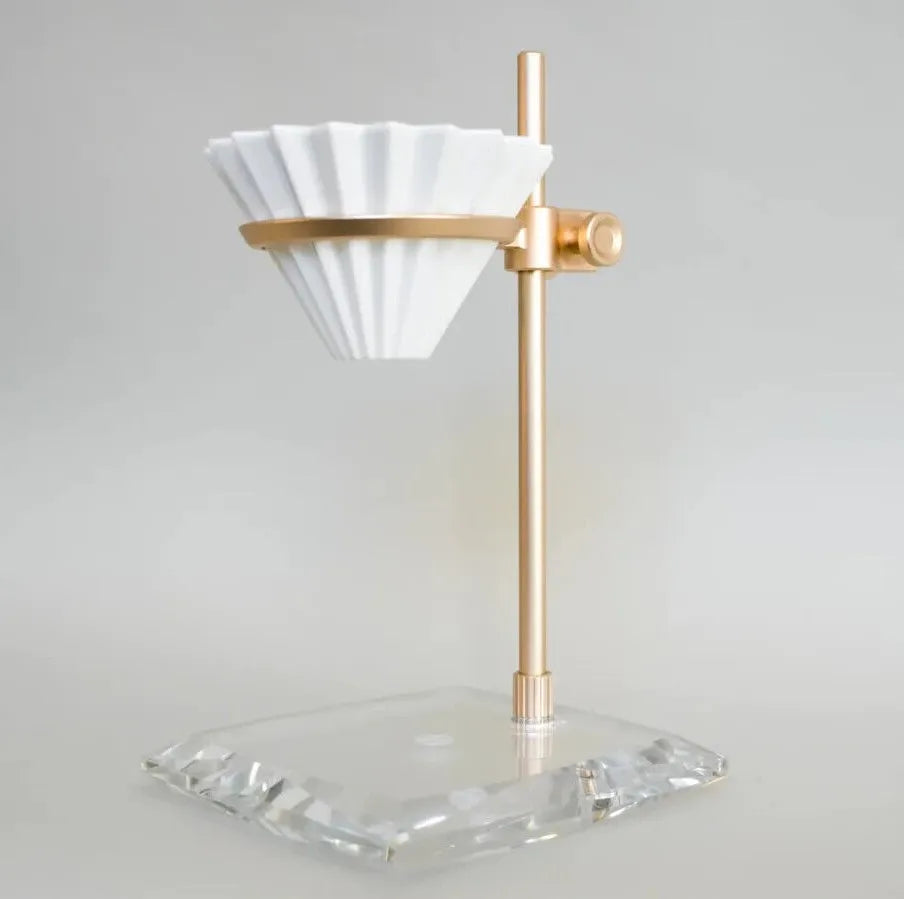 Timemore Muse Pour Over Stand Crystal Version crystal glass and brass with height adjustable ring and 360 degree rotation