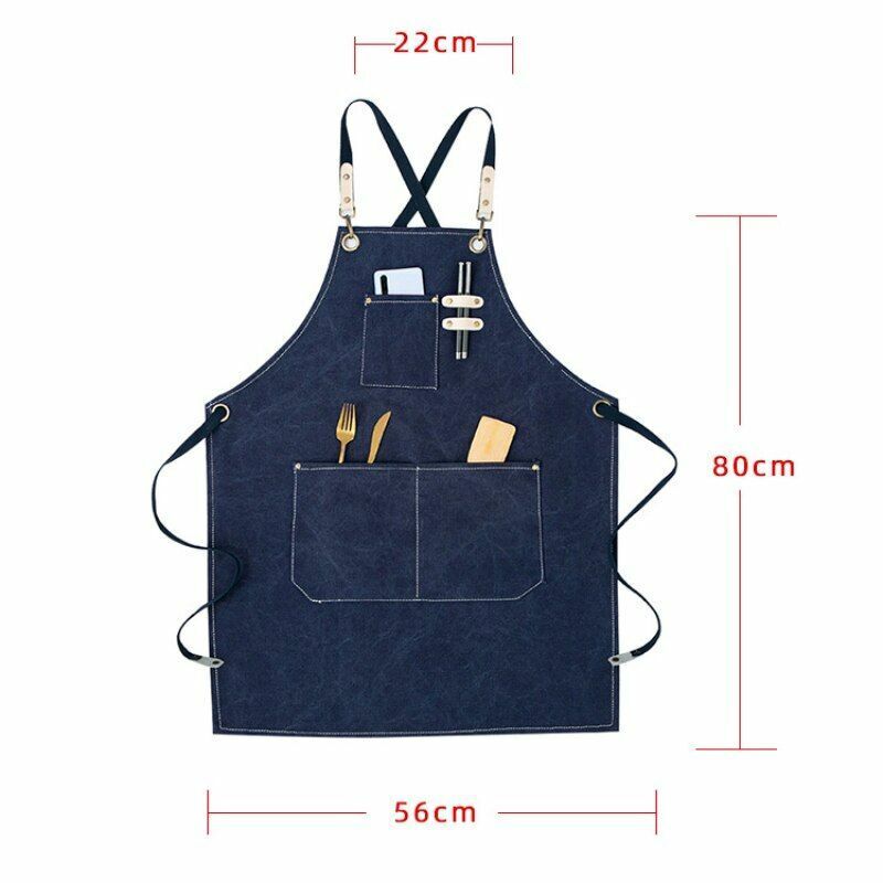 Crop Barista Apron Dark Blue